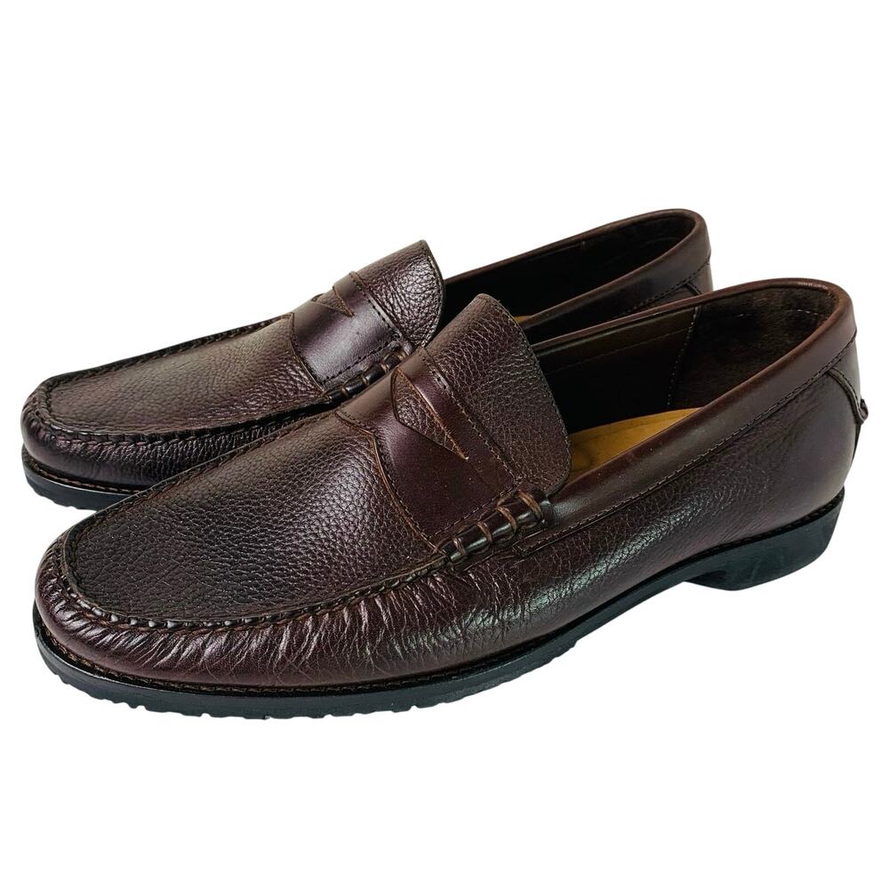 Johnston & Murphy Men’s 9.5 M Brown Leather Penny Loafers Vibram Sole Brazil